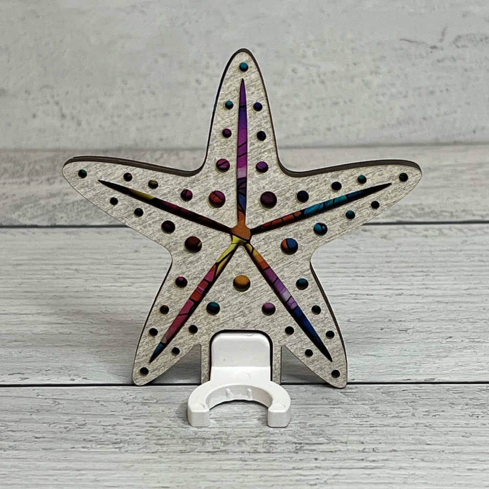 Starfish Night‎ Light Wood Handcrafted Colorful Beach Coastal Home Decor - Picture 3 of 10